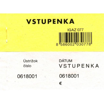Vstupenka číslovaná 2-dielna 100 lístkov