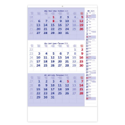 Trojmesačný kalendár modrý s poznámkami 2024