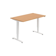 Pracovný stôl RUN, ZO, 3S, 140x64,5-130,5x80 cm, buk/biela