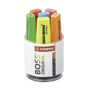 Sada zvýrazňovačov STABILO BOSS ORIGINAL 6 ks sklenná dóza žltá, zelená, oranžová, červená, ružová,