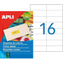 Etikety farebné 105x37mm APLI A4 100 hárkov žlté