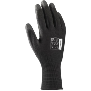 Rukavice polyester, polomáčané BUCK čierne veľ. 7/S
