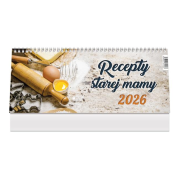 Stolový kalendár riadkový 30 x 12 cm - Recepty starej mamy 2026