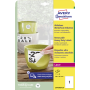 Etikety polyesterové veľmi odolné 210x297mm Avery A4 biele odnímateľné 20 hárkov