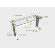 Pracovný stôl Cross, 140x75,5x60 cm, čerešňa/kov